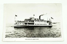 Vintage RPPC Photo Postcard Of The Statue Of Liberty Steamer Boat New York 1930s - £21.32 GBP