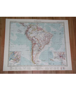 1927 VINTAGE MAP OF SOUTH AMERICA BRAZIL ARGENTINA CHILE PERU LIMA PANAM... - $24.30