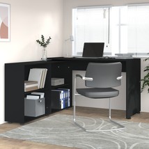 Corner Desk Black Engineered Wood - £138.64 GBP