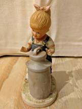 Homco Vintage Denim Days 1985 Porcelain Figurine Little Girl With Jug - £10.61 GBP