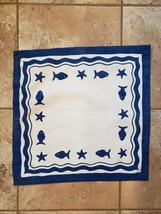 Park Imports Kitchen Napkin White with Blue Fish and Starfish Hand Printed - £4.69 GBP