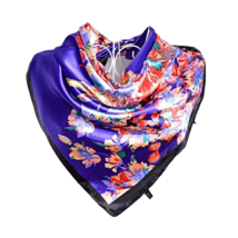 Anyyou Scarf for Women Cute Purple Blue Printed Polyester Silk Big Squar... - €15,26 EUR