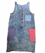 Eber Denim Retro Dress Sleeveless Women&#39;s Size 6 Red Buttons Pockets Vtg - $564.47 MXN