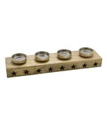 Adventsholzleiste With 4 Candle Holders, Silver/Natural, 50 x 12 X 7 CM - £29.87 GBP
