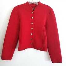 Geiger Tyrol Austria Womens Red Pure New Wool Cardigan Sweater Jacket Size 40 - £43.42 GBP