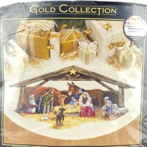 Dimensions Gold NATIVITY SCENE Tree Skirt Cross Stitch Religious Christmas 2007 - £178.05 GBP