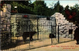 Bear Cage Washington Park Zoo Milwaukee Wisconsin Vintage Postcard (C4) - £5.94 GBP