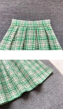 Winter Green Houndstooth Midi Skirt Women Plus Size A-line Wool Midi Party Skirt image 5
