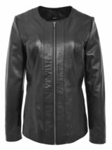 Female Ladies Woman Soft  Sheep Leather Cuir Jacket Coat Round neck - €112,93 EUR+