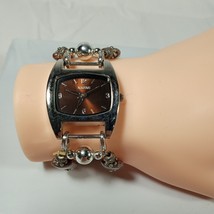 Narmi Bracelet Watch Stone Split Band Jewelry Silver Chocolate Face New ... - $14.97