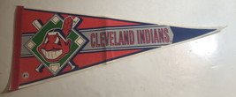 Vintage  Cleveland Indians MLB Baseball Pennant 29&quot; Felt Chief Wahoo Red White - £22.19 GBP