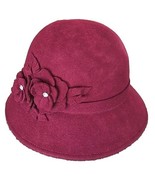 ADORA Bucket Hat ~ Burgundy ~ AD116C ~ Wool ~ One Size ~ Band w/Floral P... - $56.13 CAD