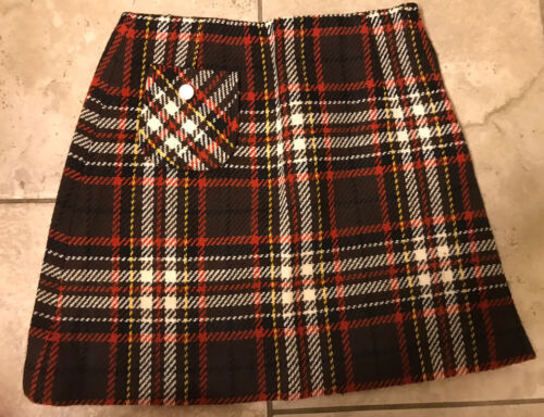 Primary image for Lot of 2 Vintage 60's 70's Girls Plaid Skirts Size 8  Black White Red Retro 