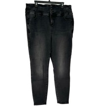 Torrid Feel The Fit Pants Womens 18R Black Denim Front 4 Button Zip Closure EUC - £18.64 GBP