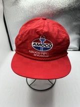 Vintage Red Checkered Trucker Hat Amoco Wyoming Pipeline - £31.64 GBP