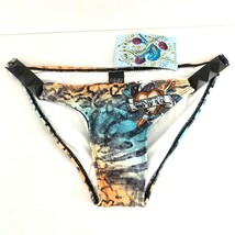 Sinful by Affliction Bikini Bottom Studded Heart Tiger Stripe Rhinestone Blue XL - £15.36 GBP