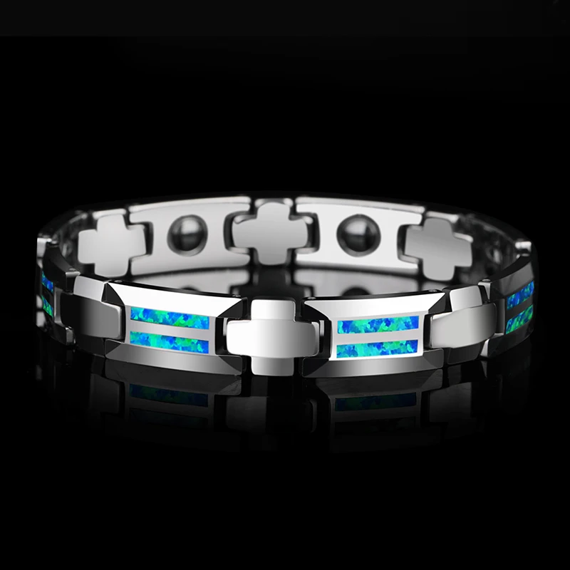 New Design Luxurious Unisex 10mm Width Tungsten Carbide Bracelets inlay Magnet S - £198.26 GBP