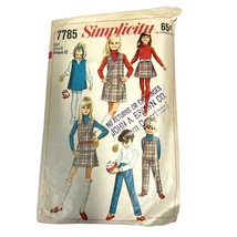 VINTAGE CUT Sewing Pattern Simplicity 7785 Girls Jumper Top Skirt Pants ... - £7.13 GBP