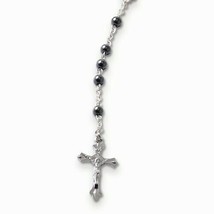 NEW Silver-tone Hematite Beads Rosary - £21.56 GBP