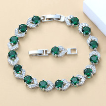 4Ct Simulated Diamond Emerald Gemstone Chain Bracelet 925 silver Gold Plated - £141.52 GBP