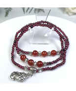 Natural Red Garnet Round Clear Beads bracelet or Necklace - £7.47 GBP