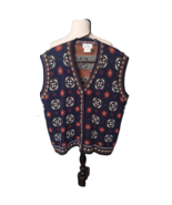 Cricket Lane Acrylic Sweater Vest Large Blue/Red Men Button Closure Coll... - €13,05 EUR