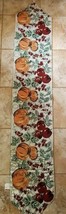Tapestry Table Runner Pumpkins Cherries Apples Autumn Harvest Fall 12&quot; x 70&quot; FS - £15.91 GBP