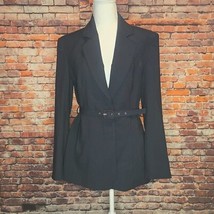ZARA Women&#39;s Dark Navy Blue Job Work Interview Blazer Jacket Belted S NW... - $60.00