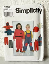 Simplicity Pattern 8257 Toddlers Overalls Jacket Pants Knit Top Sz 1/2-1-2 Uncut - £7.53 GBP