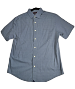 UNTUCKit men&#39;s Benham Blue w/squares Button up Nylon/Elastane Slim Fit s... - $17.15