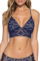 Becca 713107 Wanderlust Halter Bikini Top SZ L Navy - $27.61