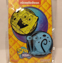 Spongebob Squarepants and Gary Enamel Pins Set Of 2 Official Nickelodeon Badges - £12.89 GBP