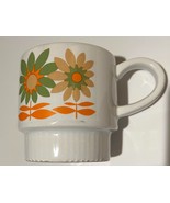 Retro Mid Century Mod Flower Power Porcelain Coffee Mug Cup Japan Stackable - $185.14 MXN