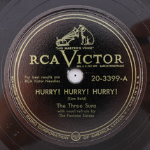 The Three Suns - Hurry! / Ballin&#39; The Jack - 1949 10&quot; 78 rpm Record 20-3399 - $14.26