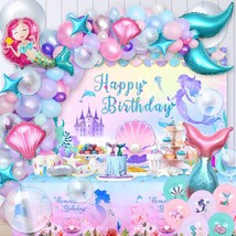 133Pcs Little Mermaid Birthday Party Decorations For Girls Women Pink Mermaid Ba - £31.96 GBP