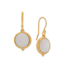 14K Gold Plated Sterling Silver Antique Style Mother of Pearl Earrings - £76.73 GBP