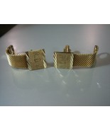 Gold Tone Wraparound Mesh Vintage Cuff Links Engraved &quot;RDV&quot; - £7.47 GBP