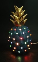 Gargoylery Studio Mid Century Modern MCM Retro Style Pineapple Lamp Blue &amp; Gold - £82.15 GBP