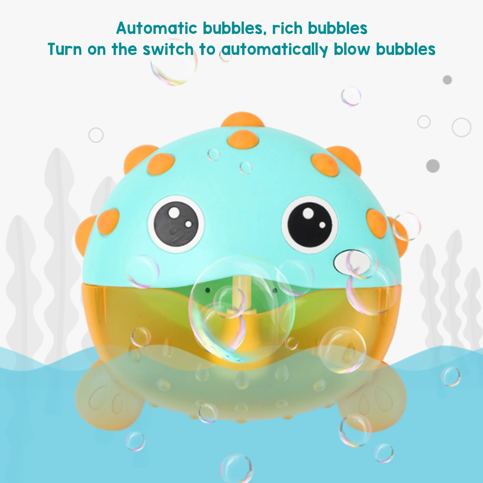 Kids Bath Bubble Maker Automatic Spit Bubble Blowfish Music Bubble Machine Baby - £23.84 GBP