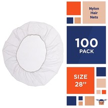 100 White Nylon Hair Nets 28&quot; Disposable Head Caps /w Elastic Edge Mesh - £18.57 GBP