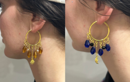 Wicca Sun Yellow or Moon Blue Dangle Earrings - £9.65 GBP