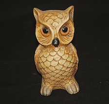 Old Vintage Bisque Big Eyed Owl Bird Figurine Curio Cabinet Shelf Decor - £13.23 GBP