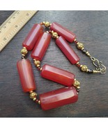 Tibetan Red Agate Necklace – Vintage Carnelian Beads, Spiritual Mala - $109.74 CAD