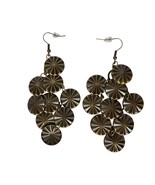 Vintage Bronze-Tone Dangle Earrings With Textured Circular Discs Boho Je... - $21.78
