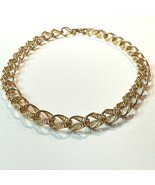 Vintage Gold Tone Ribbed Ribbon Link Necklace 17.5” Toggle Clasp Statement - $25.99