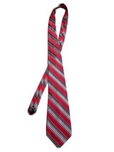 Jones New York Necktie Red Silver Striped NEW Silk Men&#39;s Tie Classic Nec... - £7.90 GBP