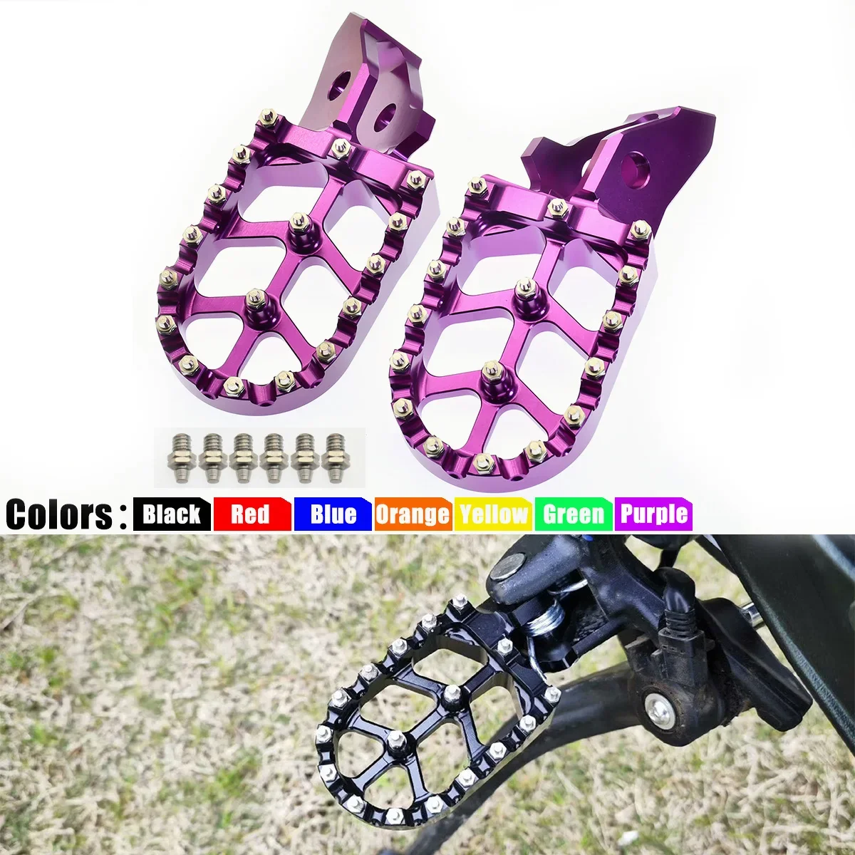 Motorcycle CNC Aluminum Alloy Foot Peg Footpegs Pedal Footrest Pedal For... - $43.71