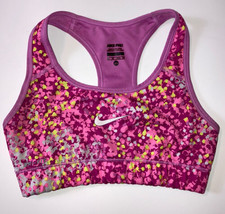 Nike Dri-fit Sports Bra Sz XS Pink Purple Print Lined Racerback Form Fit... - £8.69 GBP