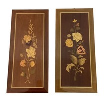 Set 2 Floral Picture Flowers Wall Hangings Varnished Decoration 13.5&quot; x ... - $32.71