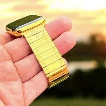 Custom 24K Gold Plated 45MM Apple Watch SERIES 9 Polished Engraved Band ... - $1,865.17 CAD